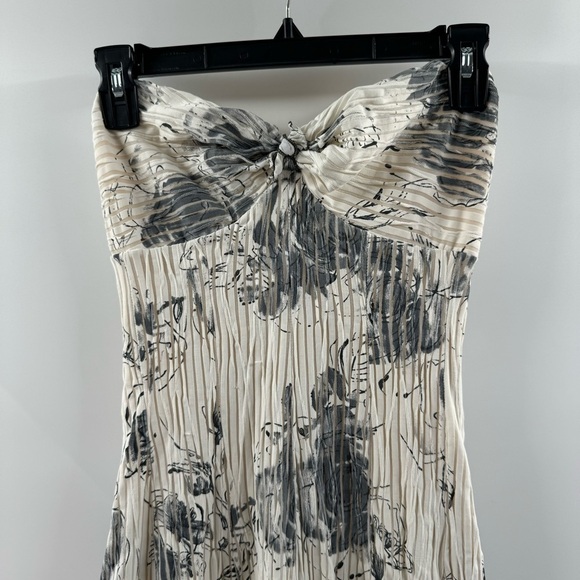 Elana Kattan Strapless Pleated Floral Dress – Black & White, Size XS/S - Picture 2 of 7